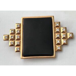 Vintage SMB Sandra Miller Burrows Art Deco Brooch Rhinestone Accents Pendant